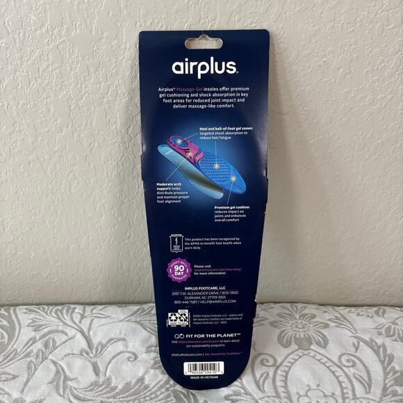 AIR PLUS MASSAGE GEL Shoe Insoles Womens Trim to Fit Shoe 5-11 All Day Comfort - Picture 2 of 3